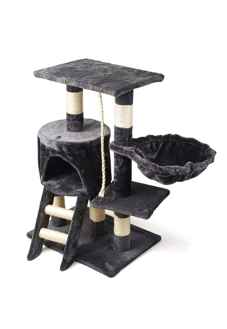 Rascador de Gatos 3 niveles + Casita y Hamaca MA10 De todo y mas Negro