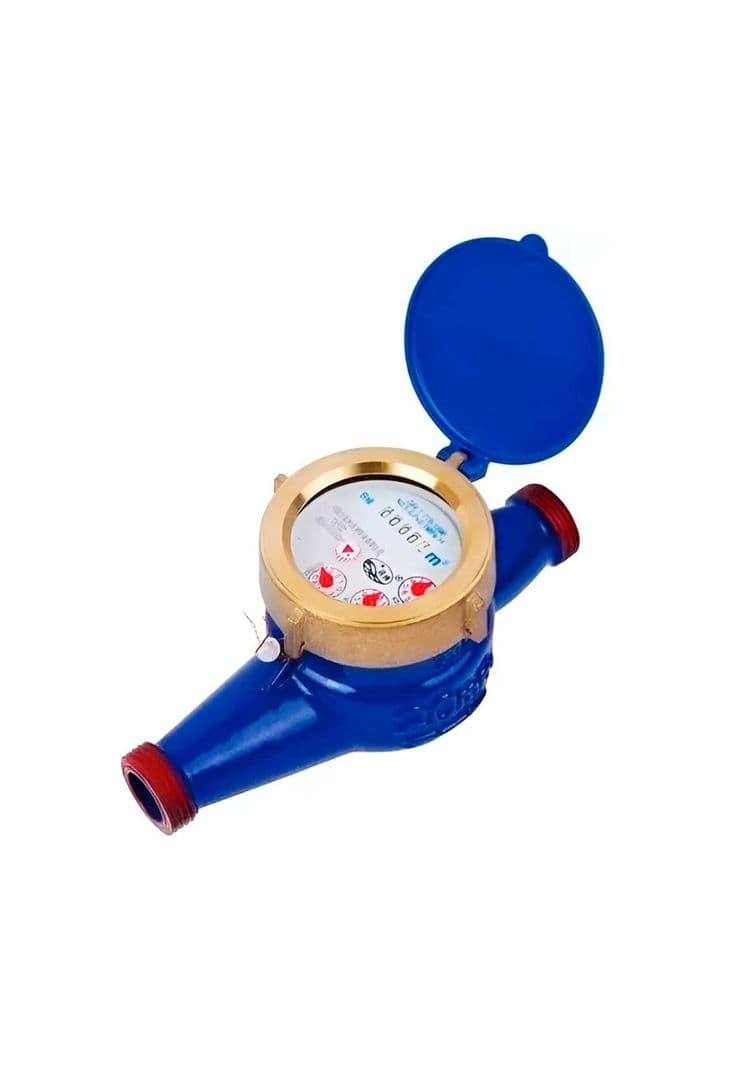 Medidor Remarcador De Agua Con Terminales De Conexion 3/4 Acero Azul