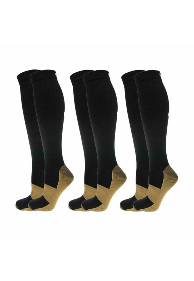 Pack De 3 Medias De Compresion (circulacion, Varices, Otros) TALLAS Negro S-M