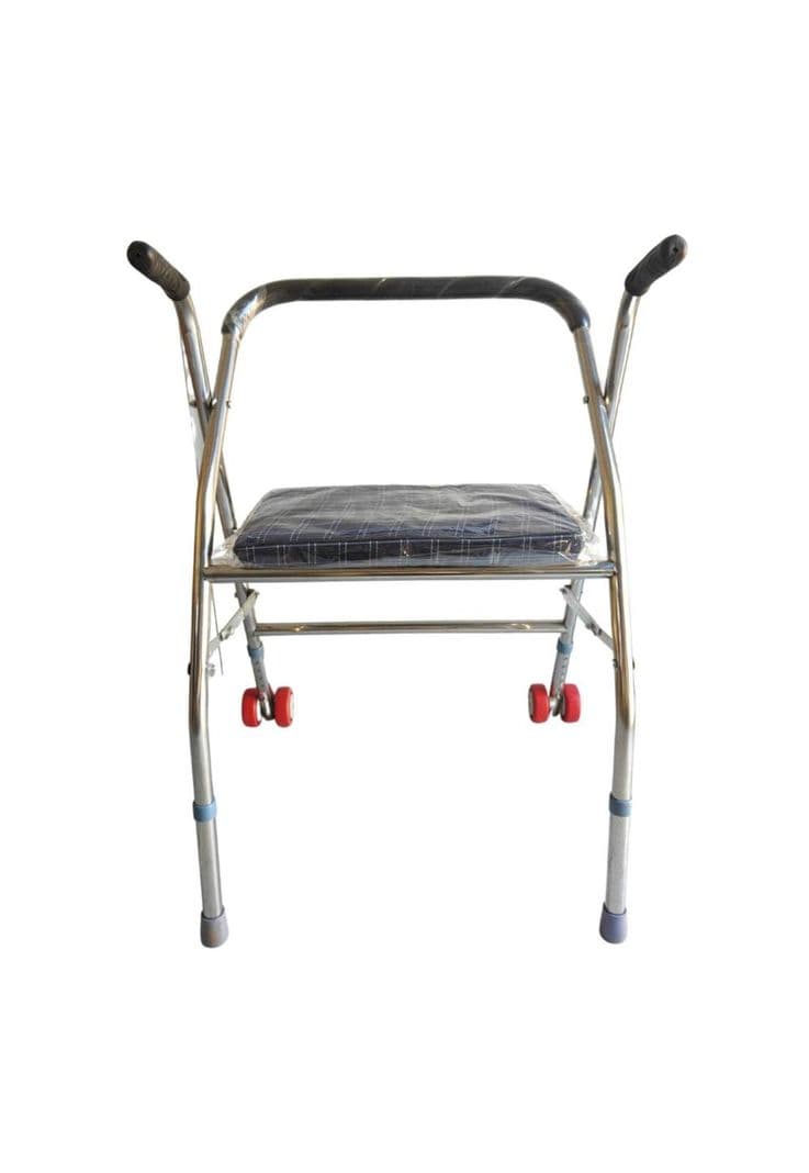 Andador Burrito Plegable Asiento Y 2 Ruedas Plata