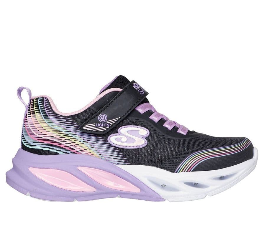 Zapatillas Nina Cosmic Glow Rainbow Beam Negro Skechers CL 33