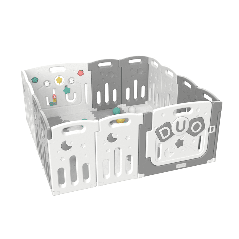 Corral Didactico de Juegos Duo Gris + Alfombra + Pelotas 6 meses