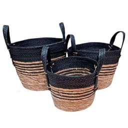 Canasto Redondo Natural y Negro Set de 3