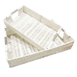 Bandejas Decorativas Para Servir Set De 2 Blanco