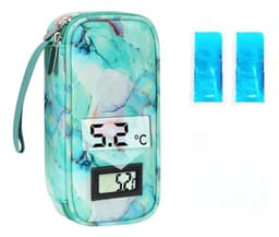Bolso Estuche De Viaje Porta Insulina Refrigerante Portatil Marmol Verde