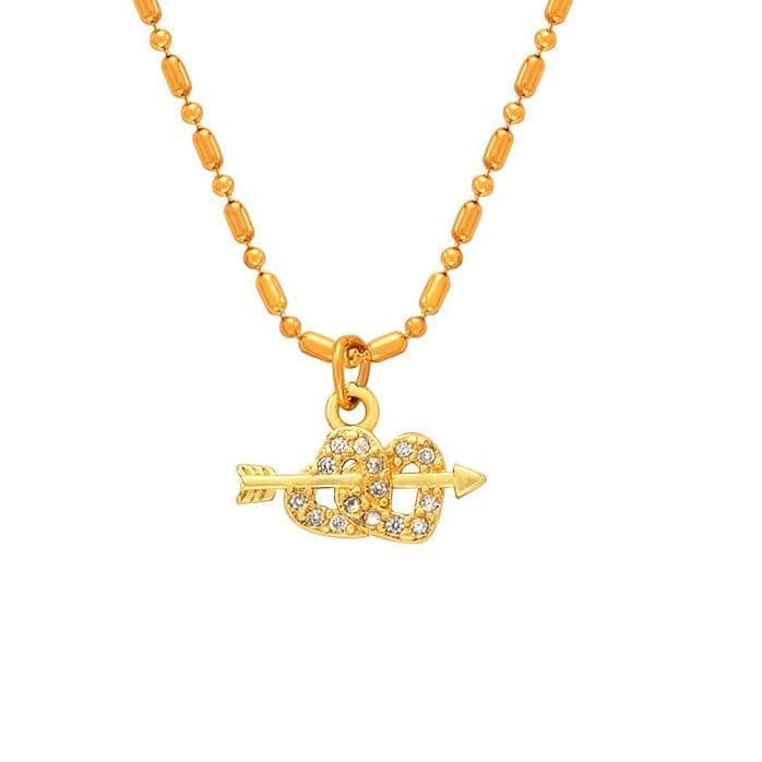 Collar Bano Oro 18k Mostacillas Corazones Flecha Dorado
