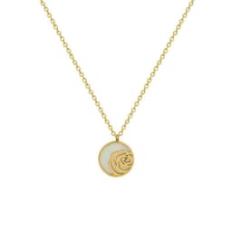 Collar Bano Oro 18 Kilates Rosa Nacar Brillito Dorado
