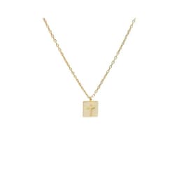 Collar Plata 925 Cruz Placa Dorado