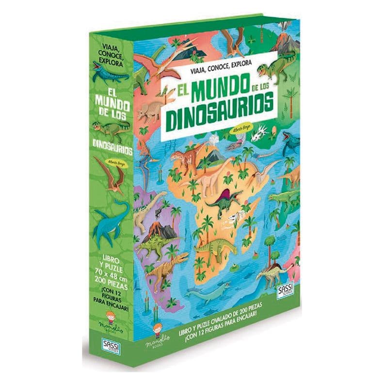 Libro y Puzzle El Mundo De Los Dinosaurios Blanco