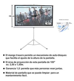 Telon C/Tripod 2.00mx1.50m 4:3 100 pulg para Benq EH620 Blanco