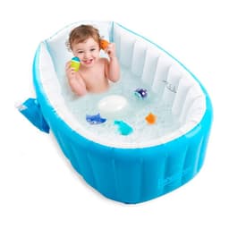 Banera Tina Inflable Bebes Portatil Plegable Antideslizante Celeste