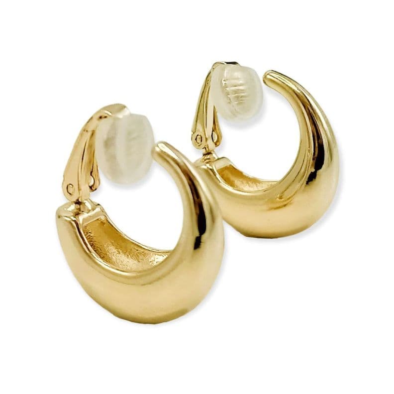 Argollas Sin Perforacion Chunky Huggies Chapada En Oro 18k