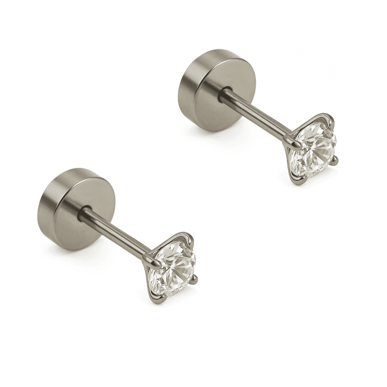 Aros punto de luz 3mm titanio G23 tapa seguridad 20g Plateado