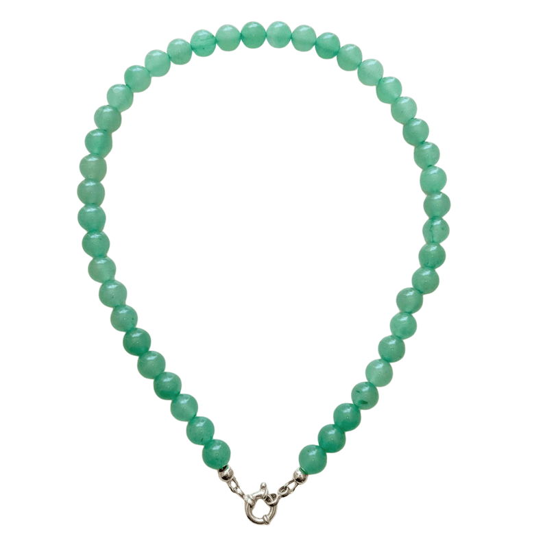 Gargantilla choker jade verde natural plata 925 Terranova