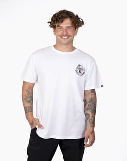 Polera Stoked Hombre Shark Blanco S