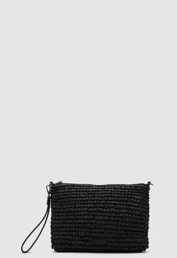 Cartera Clutch Raffia Black Black Bubba Negro