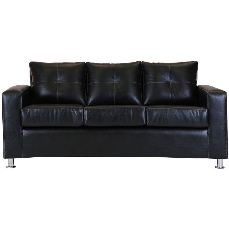 Sofa George 3 Cuerpos - Cuero Sintetico Pu Negro