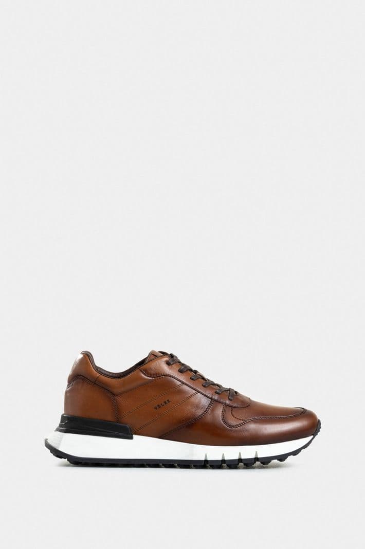 Velez Zapatillas Iris Cuero Hombre Costuras Laterales Miel 39
