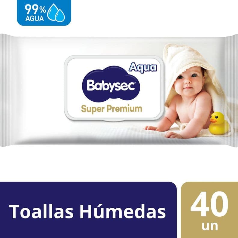 Toallas Humedas Babysec Super Premium Cuidado Sensible 40 un Blanco