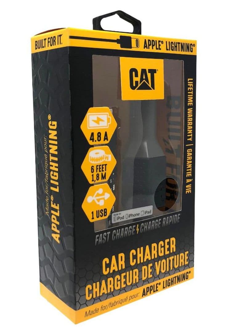 CARGADOR PARA AUTO CAT SIMPLE APPLE LIGHTNING 4.8A Negro