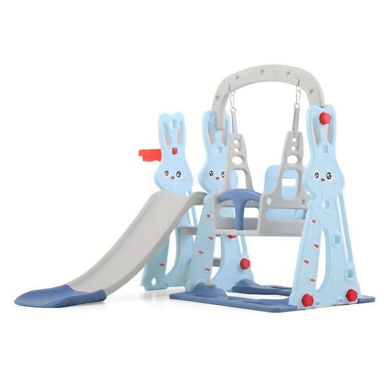 Resbalin Columpio 3 en 1 + Aro Basket, Centro de Juegos Celeste