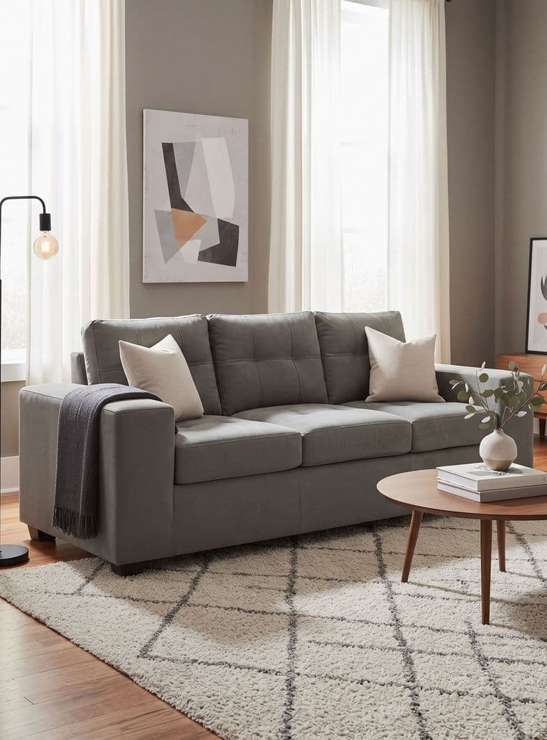 Sofa 3 cuerpos Lucca Felpa Gris