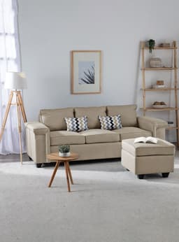 Sofa 3 cuerpos Sicilia + 1 Pouf Tela Beige