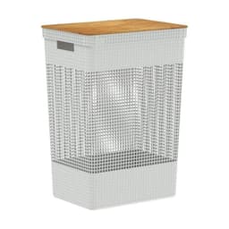 Cesta de Ropa Grid Con Tapa De Bambu 49 L Blanco Oceano