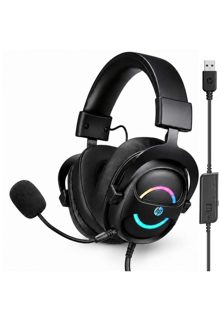 Audifonos Gamer USB HP DHE-8006 Audio 7.1 + Iluminacion RGB Negro