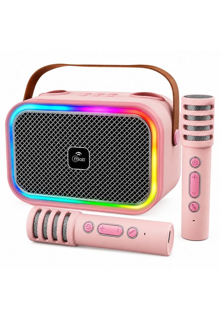 Karaoke Infantil RGB con 2 Microfonos Inalambricos Pink My Lil Dual Voice Rosado
