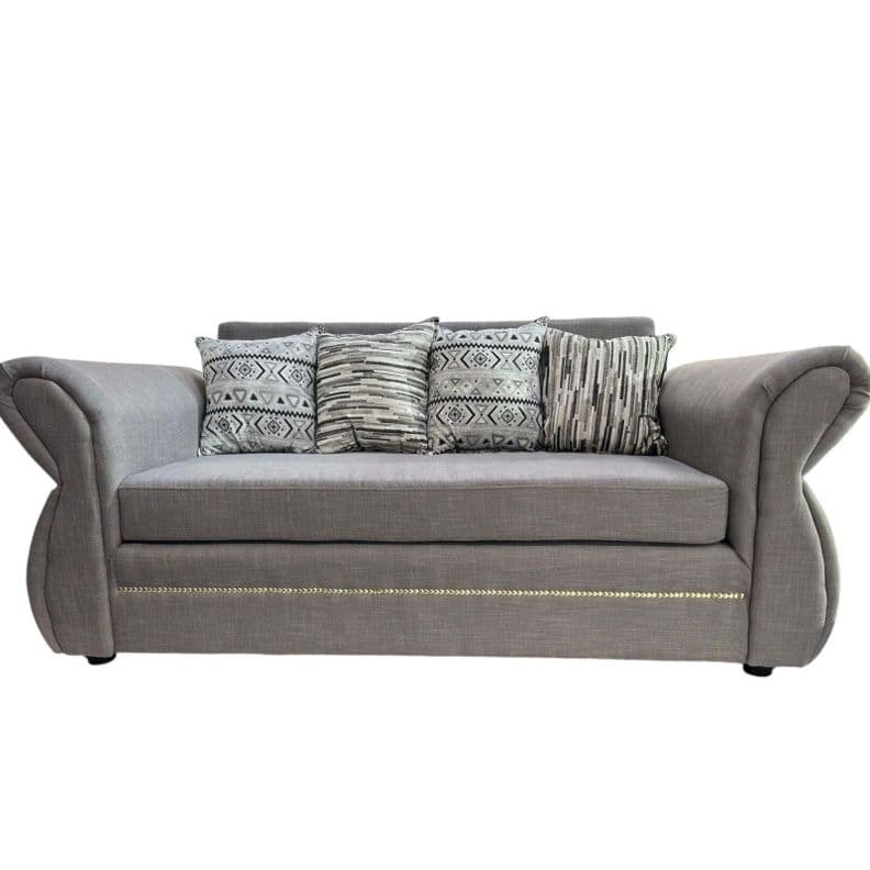 Sofa Grecia 3 cuerpos Tela Gris Perla Repelente a Liquidos Flobal