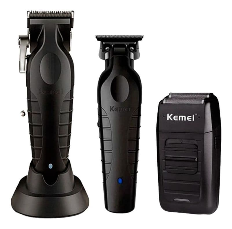 Pack de Barbero Completo 3 Maquinas Afeitadoras Corta Pelo Inalambricas Kemei