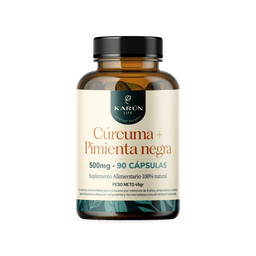 Curcuma + Pimienta Premium 90 Capsulas 50g Karun Life