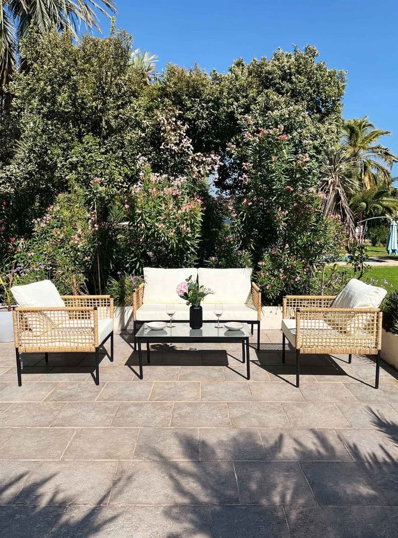 Juego de living terraza Malaga 4 personas Beige