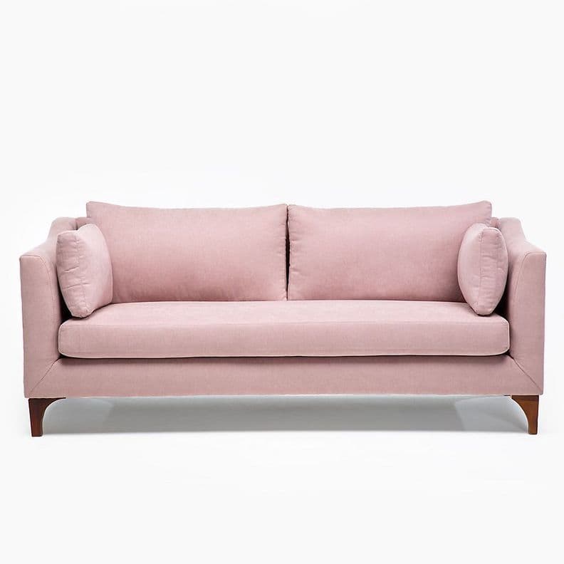 Sofa 3 Cuerpos Grecia Tela Rosa Rosado Pastel