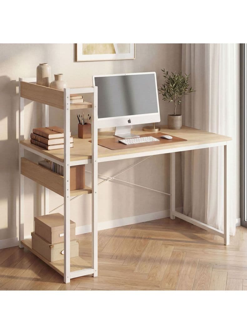 Escritorio H Oficina Madera Espesor 18mm 120cm X 55cm X 72cm Cafe Claro