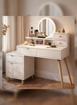 Tocador Con Espejo De Luz Comoda Extendible 130x40x110cm Blanco