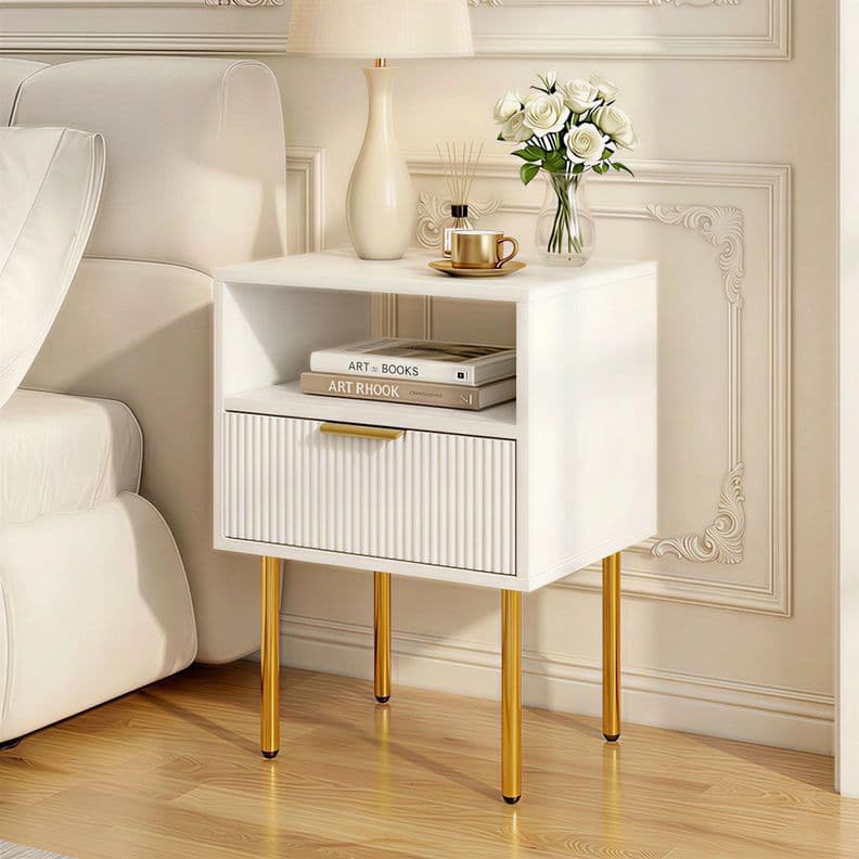 Velador Homer Design Europeo Con Enchufes 40x30x57cm Blanco