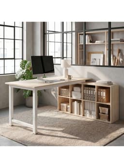 Escritorio Forma L Oficina Con Cajonera Intercambiable 140cm Cafe