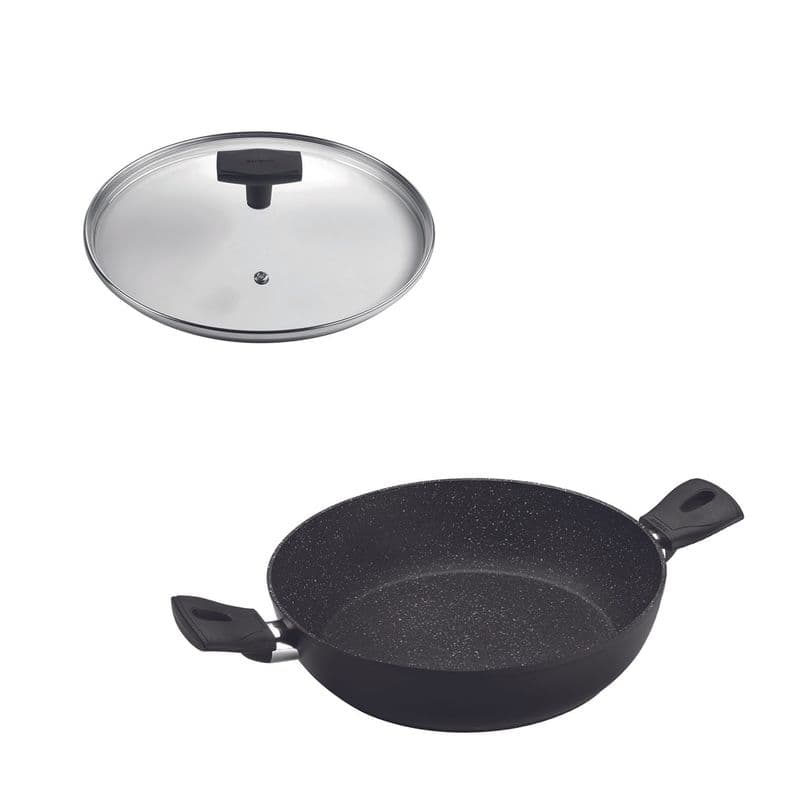 SET Wok 2 Asas 28cm Antiadherente con Tapa Daily Negro