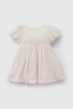 Vestido Bordado de Nina VEVL3274V26 Beige 3 A 6 Meses