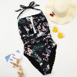 Traje de bano Luna negro floral L