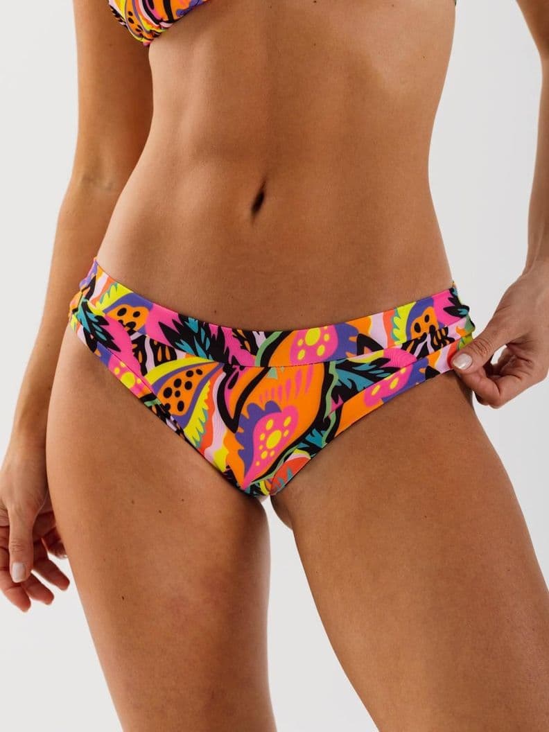 Bottom de Bikini Daikiri Mujer Calzon Sin Costuras Flores Negro Fluor Filtro UV50+ L
