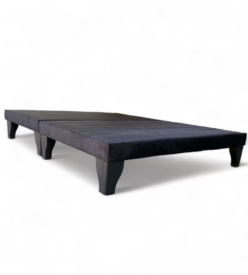 Base de Cama Europea King Felpa Negro
