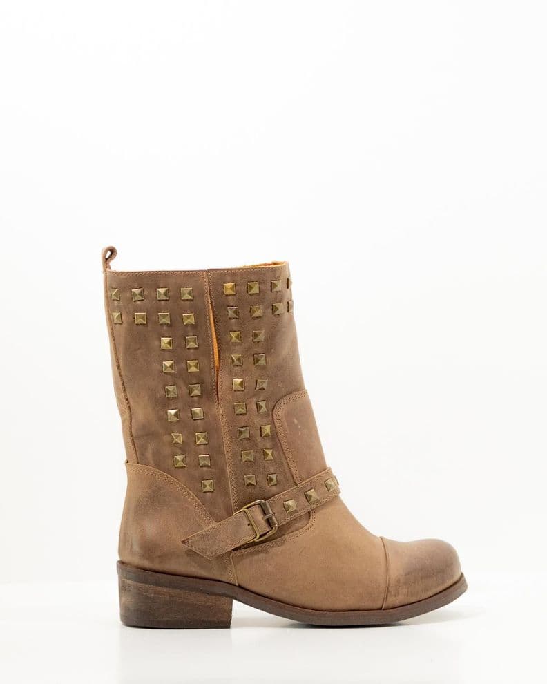 Bota Cuero Mujer Bari Taupe Cafe 35