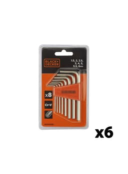 Set 6 Display de 8 llaves hexagonales BLACK+DECKER BDHT81593 Plateado