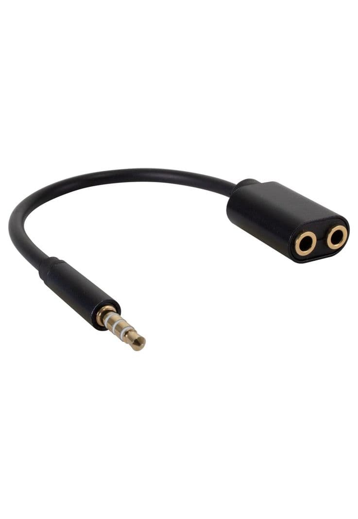Adaptador de Audio de 3.5 mm a 2 salidas 3.5 mm Audio y Mic Negro