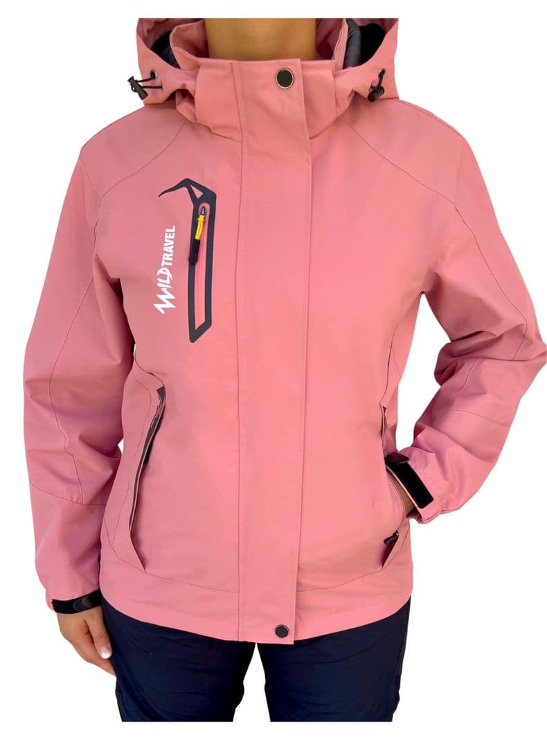 Chaqueta Corta Viento Impermeable Premium Wild Travel Hombre Rosado L