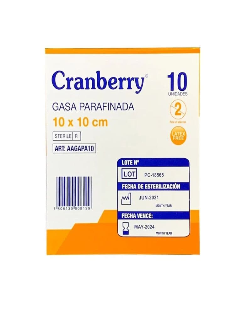Gasa Parafinada 10x10 Cm Caja De 10 Unidades Cranberry