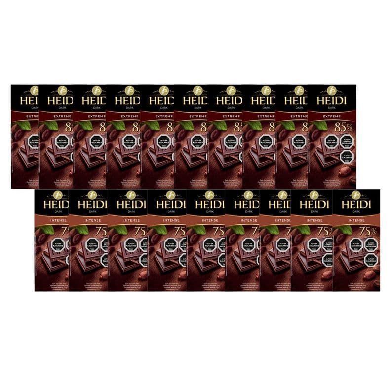 Pack 20 Tabletas Chocolate Heidi Dark Extreme e Intense 80g